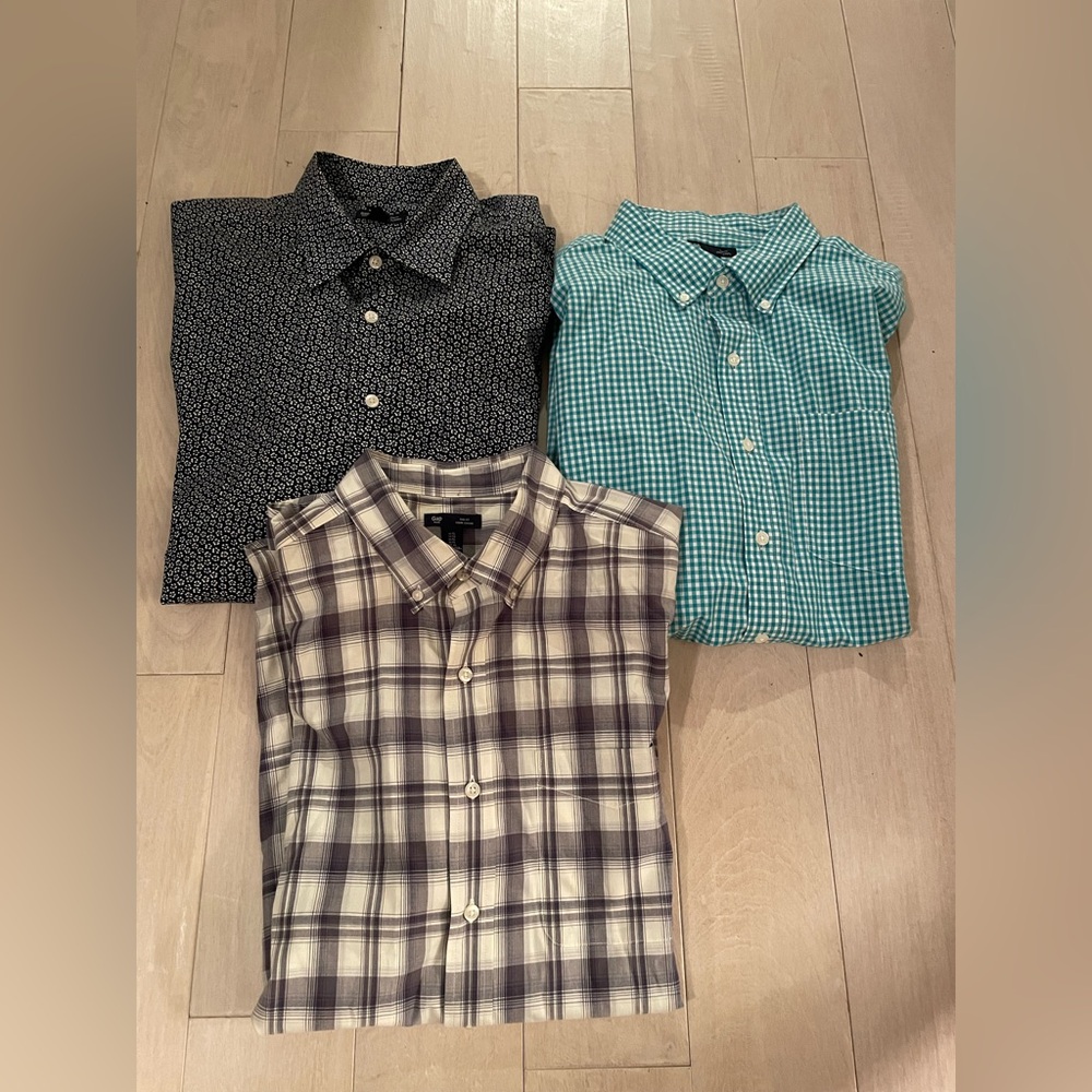 GAP navy, plaid, and teal plaid Casual Button-Down Shirts size XL - 3 shirts